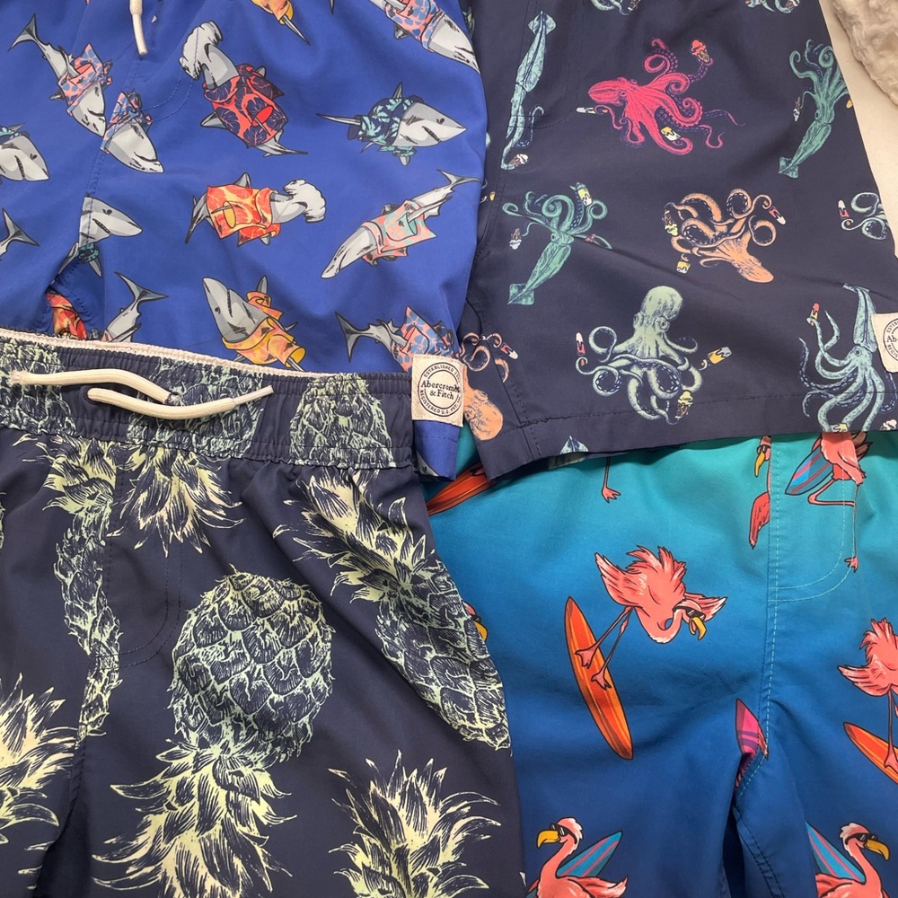 Lot of 4 boys 7/8 Abercrombie kids Swim Trunks. Like new